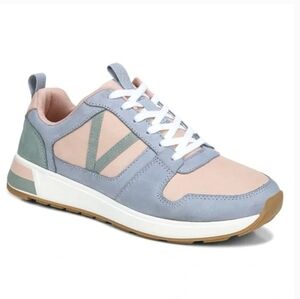 NIB Vionic Rechelle Lace-up Casual Sneaker Shoes Misty Pink Blue & Green